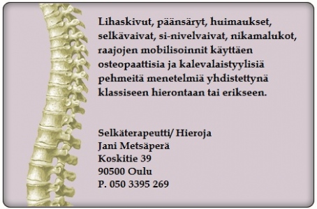 Selkäterapeutti / Hieroja Jani Metsäperä